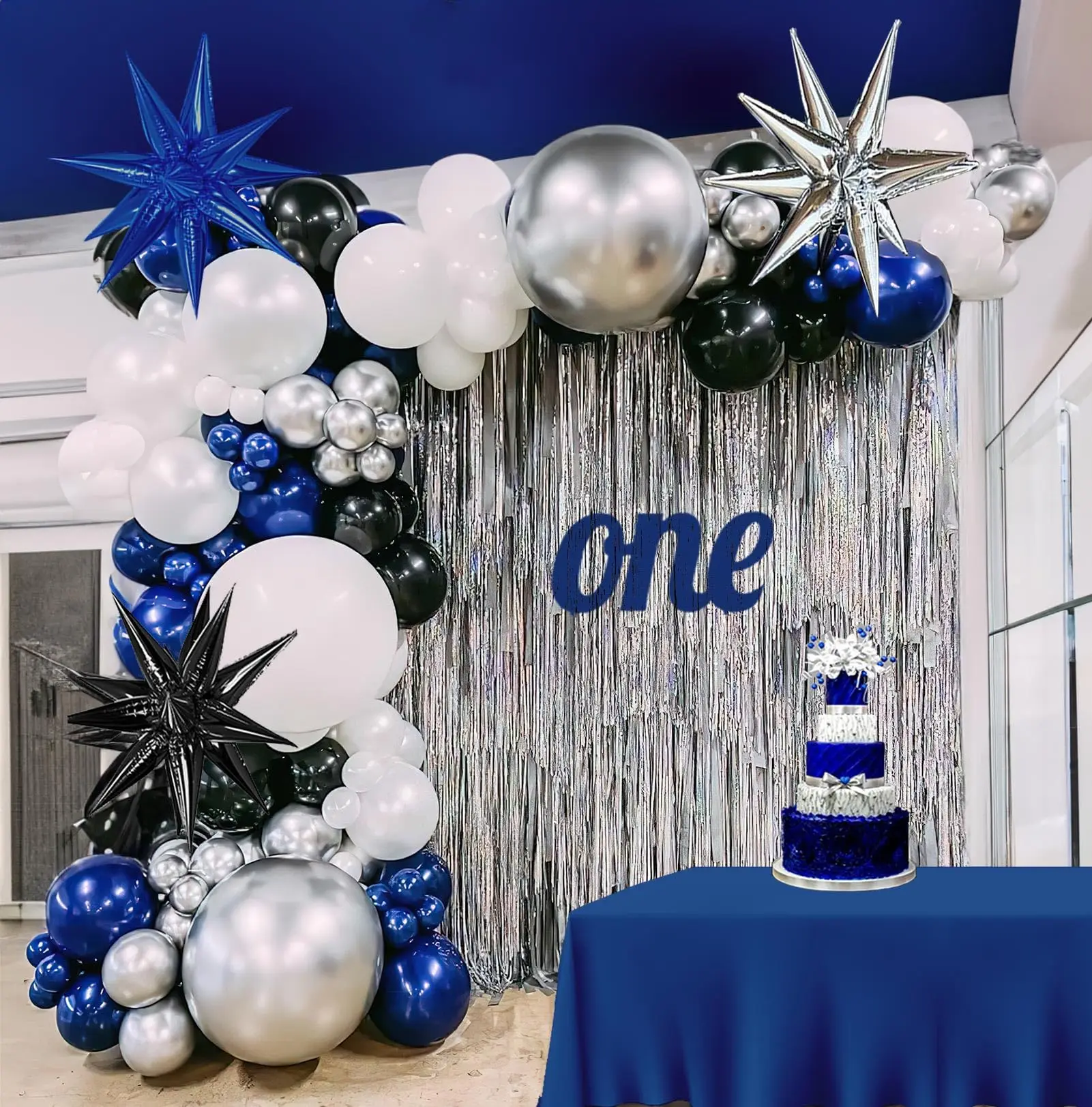 6/12 Stück Schwarz Silber Bunte Wassertropfen Ballon Explosion Stern Folienballons für Geburtstag Hochzeit Weihnachten Party Dekoration – Detail 3