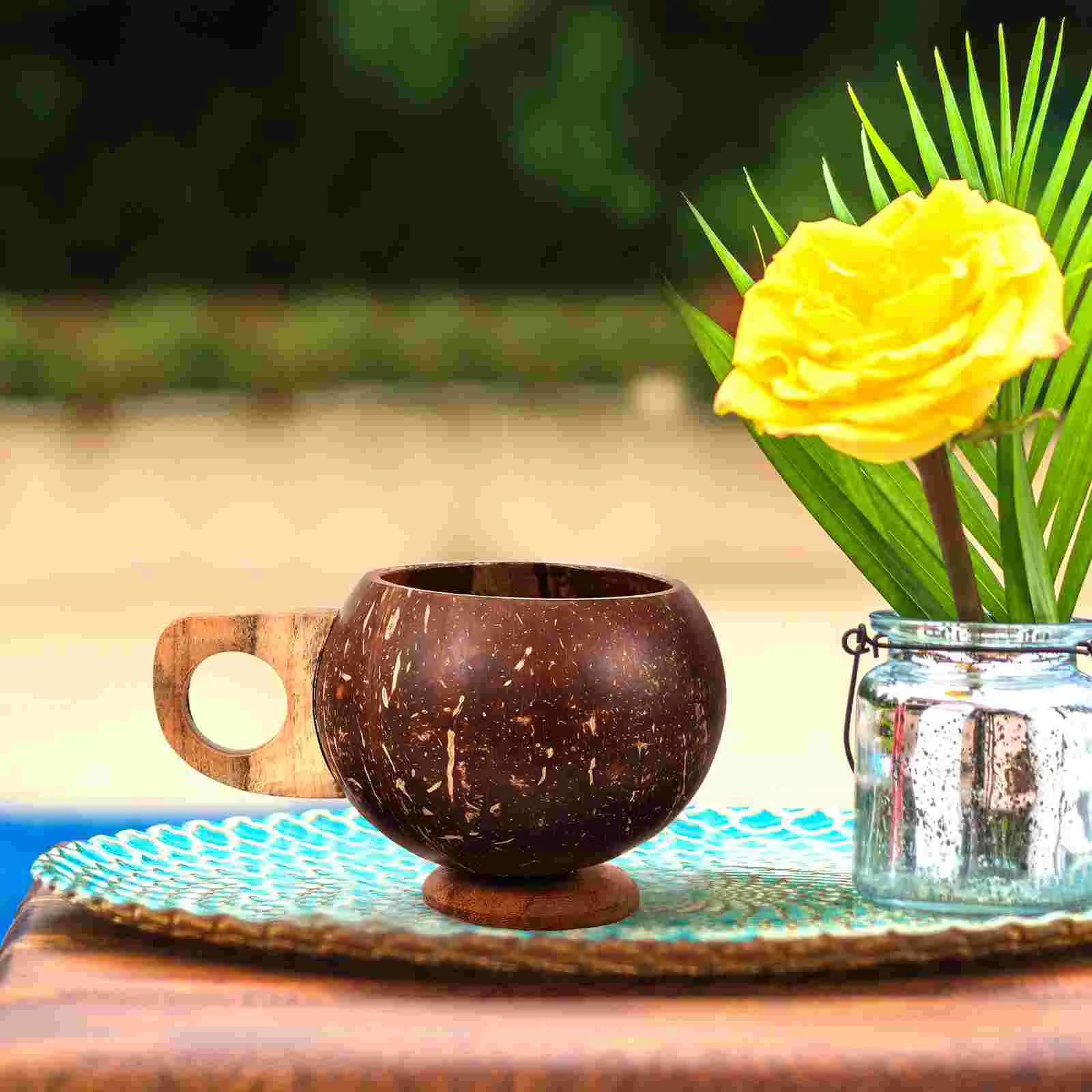 

Espresso Mug Natural Coconut Shell Glass Beer Coffee Cup Tea Coconuts Cups Hawaiian Party Coconuts-shell Banquet