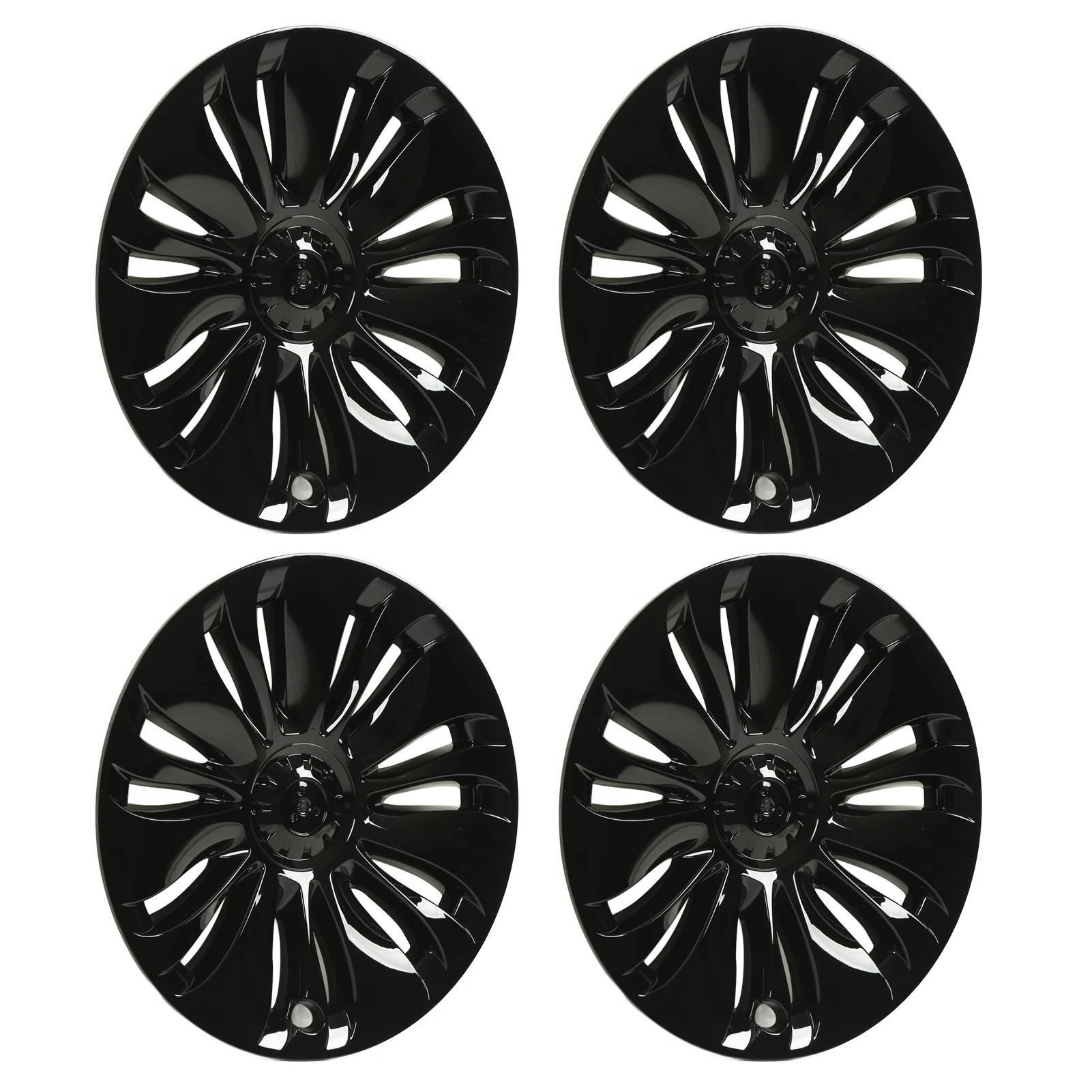 4PCs Wheel Hub Cap 19in Glossy Black High Strength Textured Design Replacement for Tesla Model Y 2020‑2023