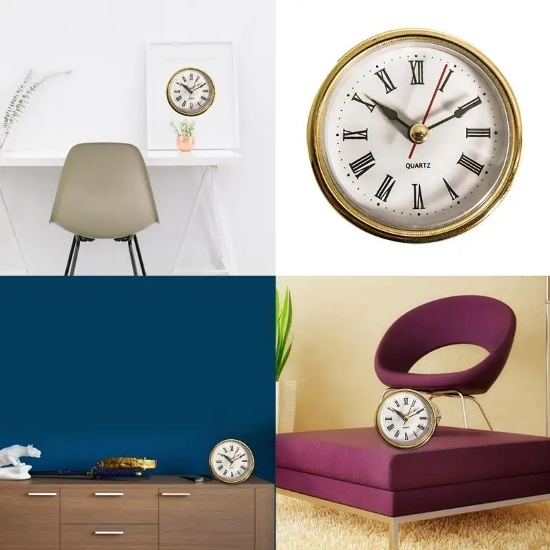 

Furniture Decorative 65mm Round Clock Insert Black Roman Numeral Easy Reading