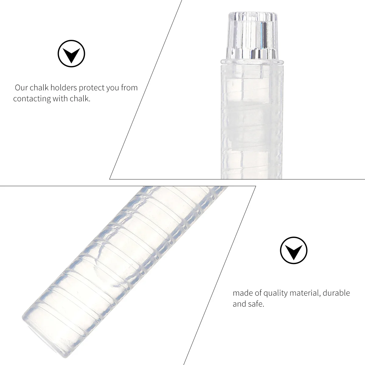 10Pcs Creative Chalk Clip Plastic Holder Transparent for 9-10Mm Chalk Keeps Hands Office Home Use