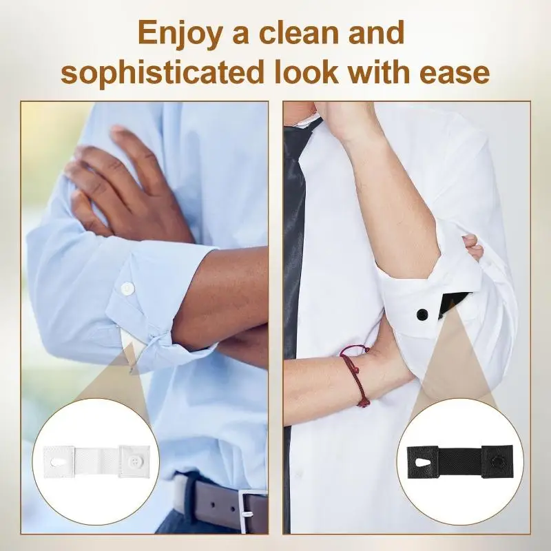 Unisex Elastic Shirt Cuff Extender 1Pair Button Extension Strap Sleeve Holder for Men Women Travel Use