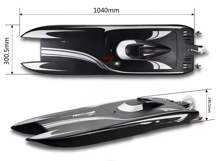 محرك مزدوج Catamaran 1040 مم، قارب كبير للتحكم عن بعد كهربائي بدون فرش، هيكل من الألياف الزجاجية