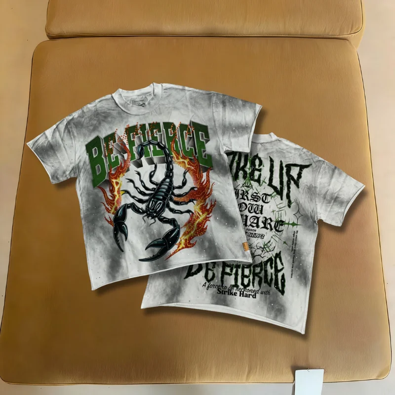 2026ss FIRST ROW T-shirts Vintage Rhinestone Graffiti Print Men Women Casual Streetwear Cotton Loose Tops