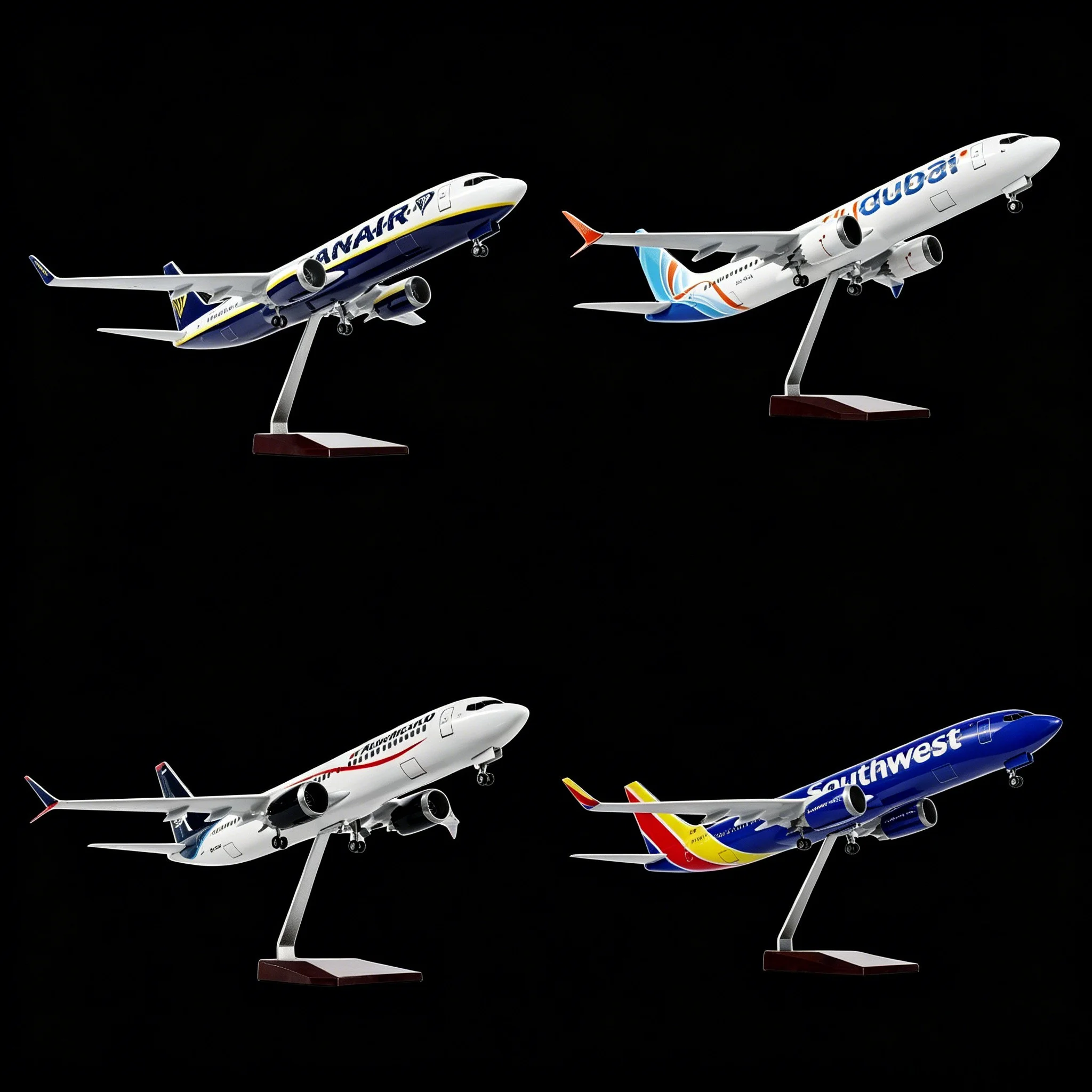 1/85 Large Scale For Ryan Dubai Southwest Aeromexico B737 Resin Diecast Airplane Model with LED Light for Collection Display