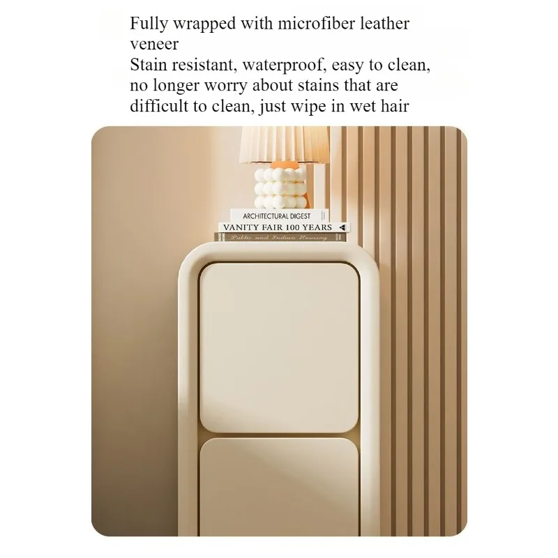 Cream wind bedside table light luxury French solid wood small ultra-narrow crevice mini modern simple bedside narrow cabinet image 6