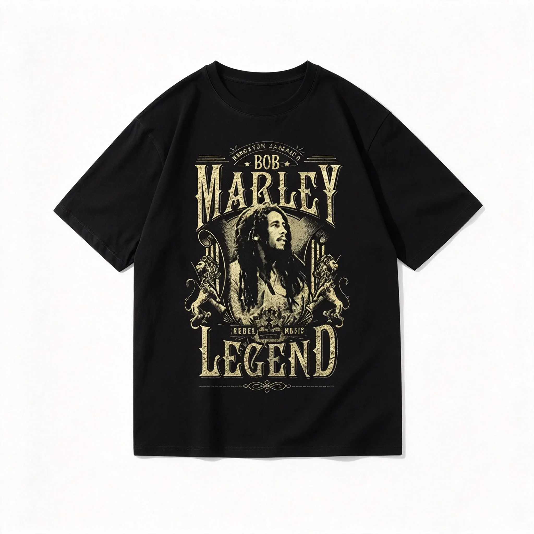 Pure Cotton Short-sleeved T-shirt, Unisex, Summer Rock Reggae, Bob Marley Merchandise