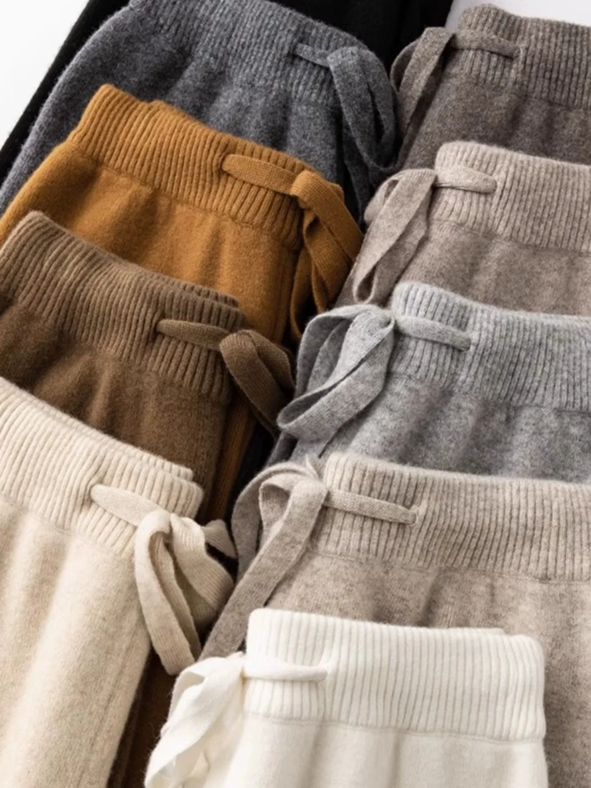 ハイウエスト カメレニット ワイドレッグパンツ レディース 秋冬 ウールパンツ ロング丈 カジュアルパンツ 通勤 スタイリッシュ