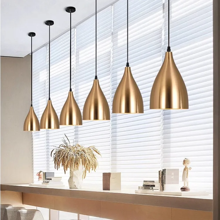 

Nordic Bronze Pendant Lights Study Cafe Bar Living Room Decoration Lighting Modern Gold Pendant Lamp Dining Room Light Fixtures