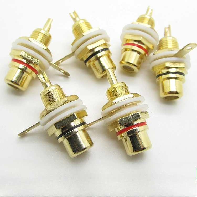 5pcs Gold-Plated RCA Female AV Jack Socket Panel Mount Connector for Home Theater/Amplifier/Audio System