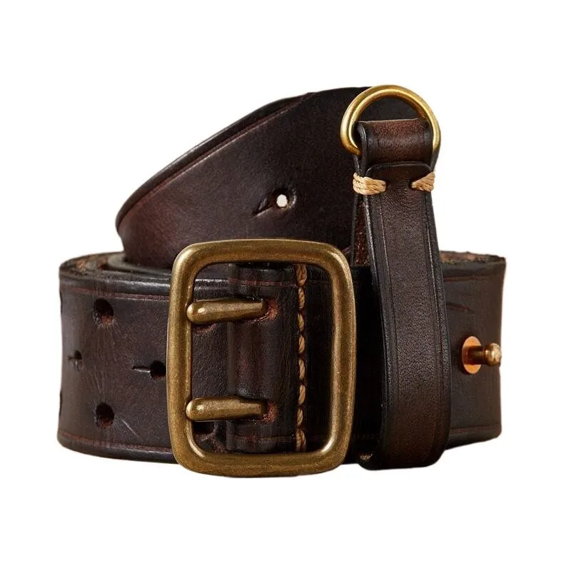 Fashionable double-pin belt men's leather pure cowskin versatile youth