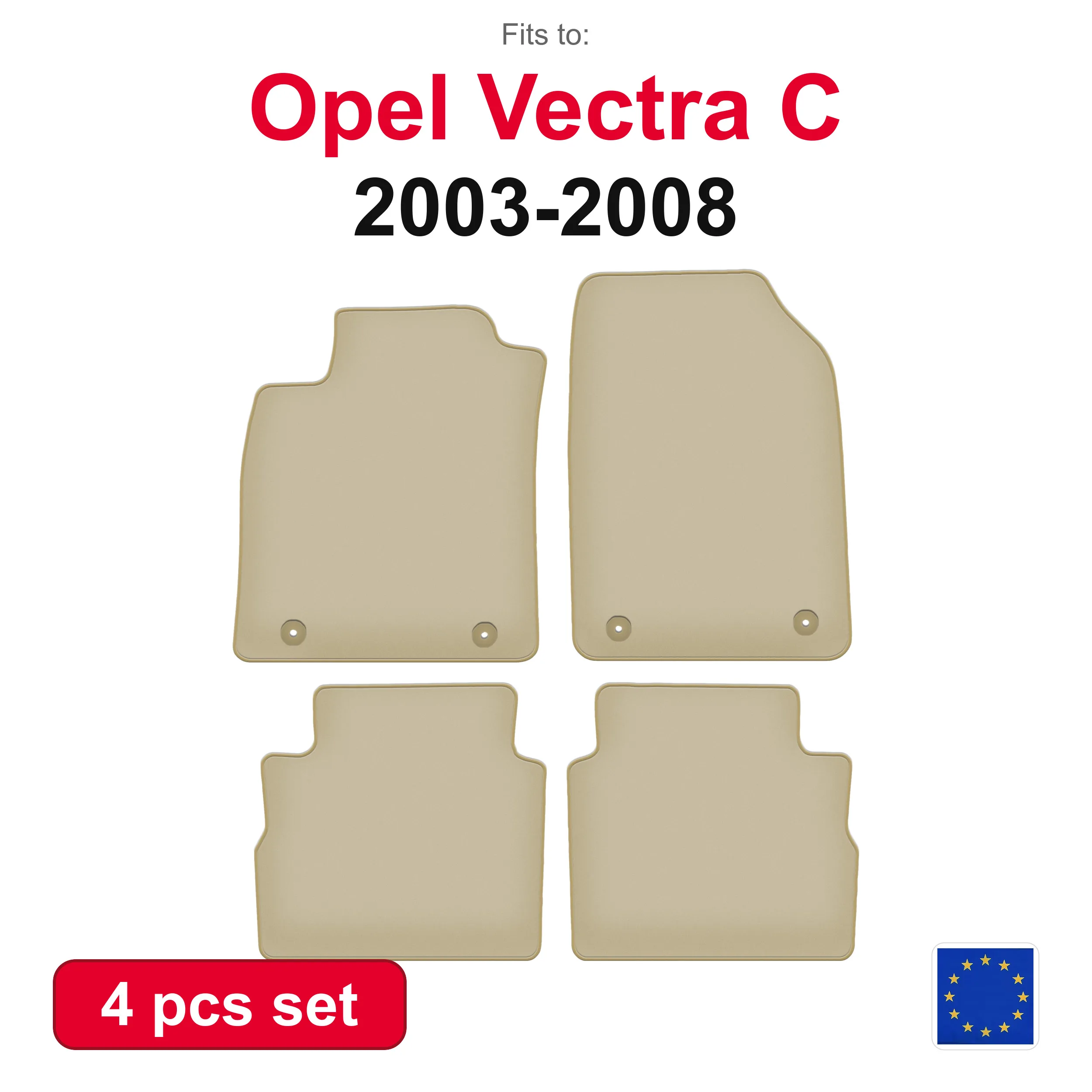PREMIUM-Autoteppiche aus Velours für Opel Vectra C Kombi (2003-2008) – beige, passgenau (4-teilig), passgenaues Autofußmatten-Set