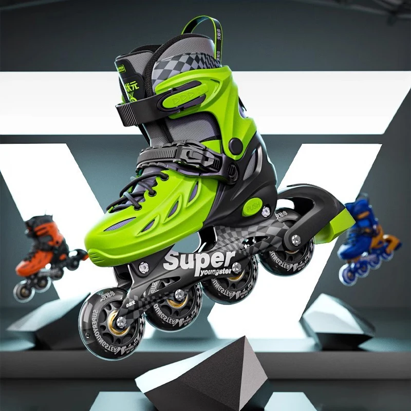 

Kids Inline Skates Boys Girls Adjustable Size Beginner Roller Skates Full Flashing Wheels Outdoor Sports Skating Shoes Training