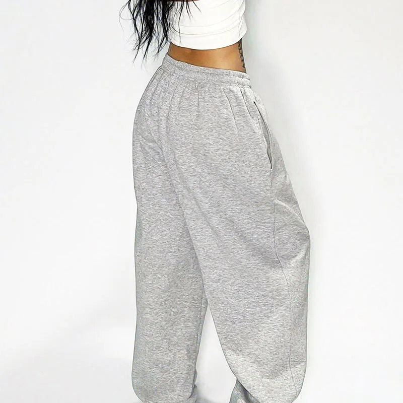 レディース原宿ワイドレッグスウェットパンツ 2025 春秋 無地 ファッション スポーツパンツ 女性 カジュアル オーバーサイズ ゆったりパンツ