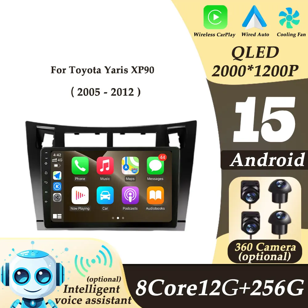 

For Toyota Yaris XP90 2005 - 2012 Wireless CarPlay Video Audio Car Radio Multimedi Player Split Screen GPS Navi Auto Tools WIFI
