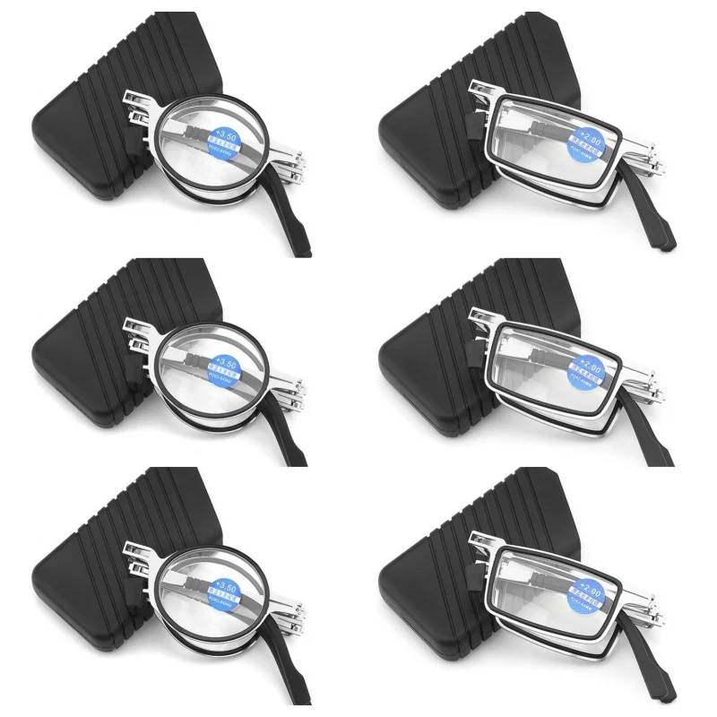 

6PCS Retro Folding Reading Glasses for Men / Women Metal Frame Anti-blue Light Eyeglasses with Free Case
