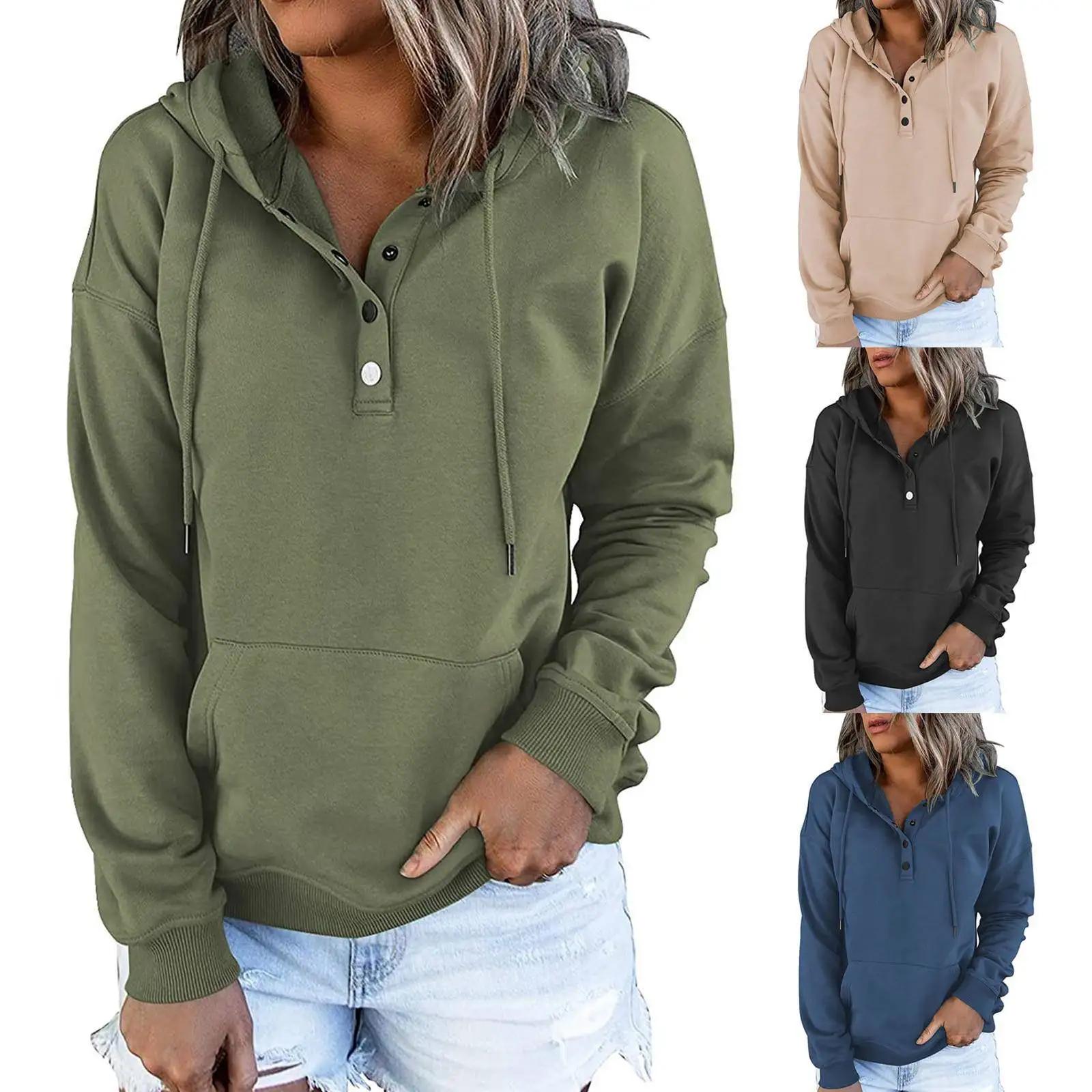 Sudadera con capucha larga y suelta para mujer con kets Independent Station Sudadera informal Algodón 00% Colección de invierno