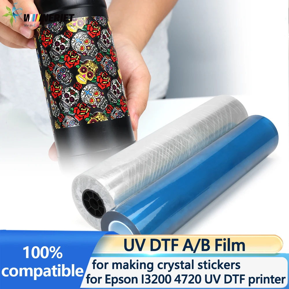 

Пленка Winnerjet UV DTF AB, рулоны 30 см/60 см * 100 м, идеально подходит для домашних животных, ABS, винила, холодной передачи. Идеально подходит для всех гладких твердых поверхностей.