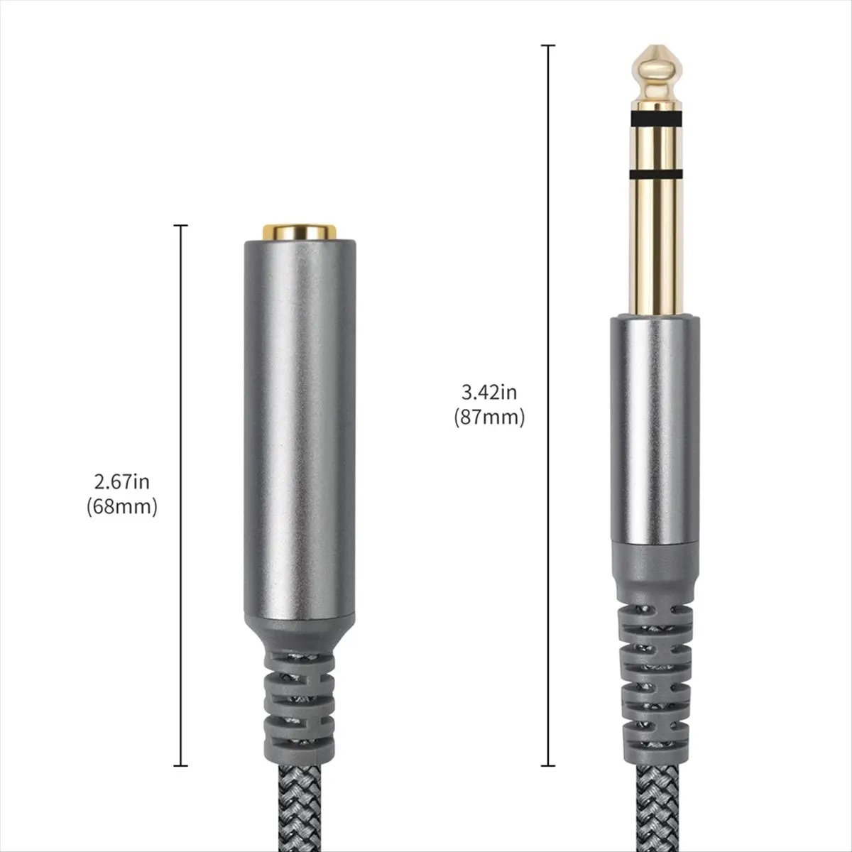 (ABHW) 1/4 Zoll auf 6,35 mm Audiokabel, 1/4 Stecker auf 6,35 mm Buchse, Stereo-Adapterkabel für Verstärker, Gitarre, Keyboard, Klavier, 200 cm