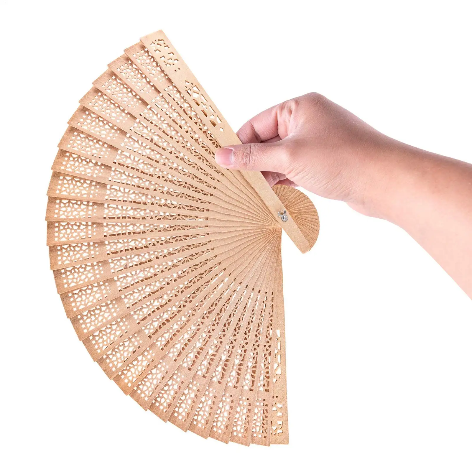 Petits éventails pliants portatifs vintage en bois de santal, éventails chinois en bois pour cadeaux de mariage, baby shower, danse