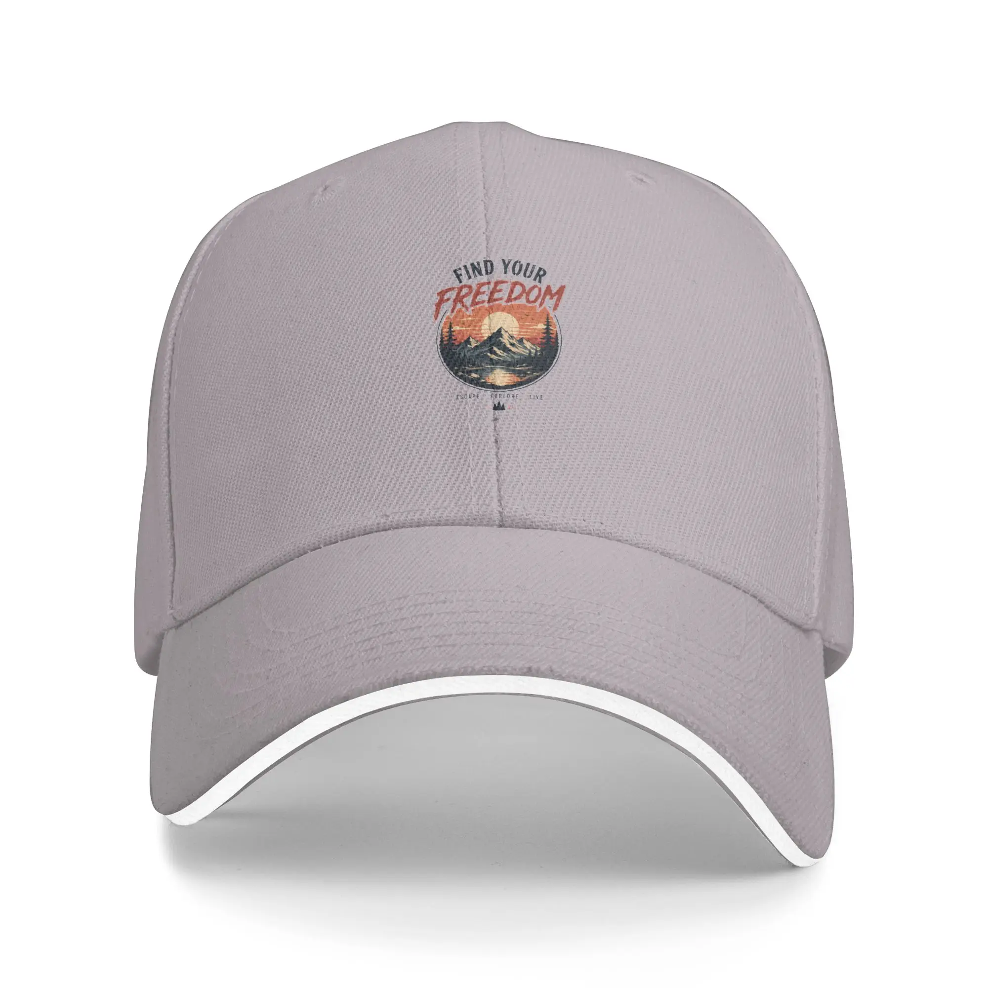 Hot Sale Find Your Freedom   Retro Mountain Sunset Baseball Cap  Leisure Black Cap  Street Dance Black Cap