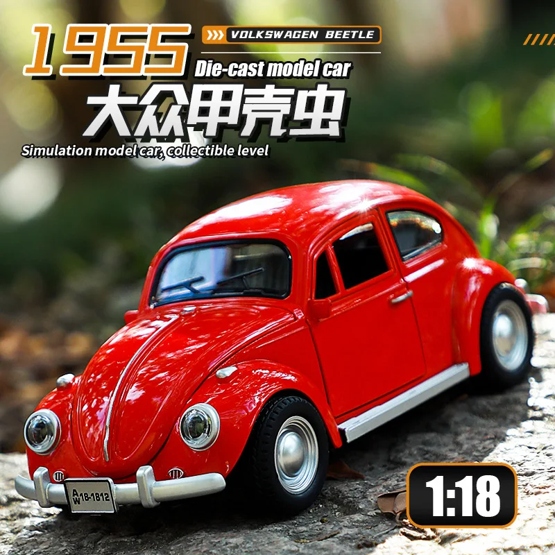 

Модель автомобиля Volkswagen Beetle из сплава под давлением в масштабе 1:18, Классическая модель автомобиля со звуком и фотографией, подарок для друга на день рождения, Коллекционирование, хобби