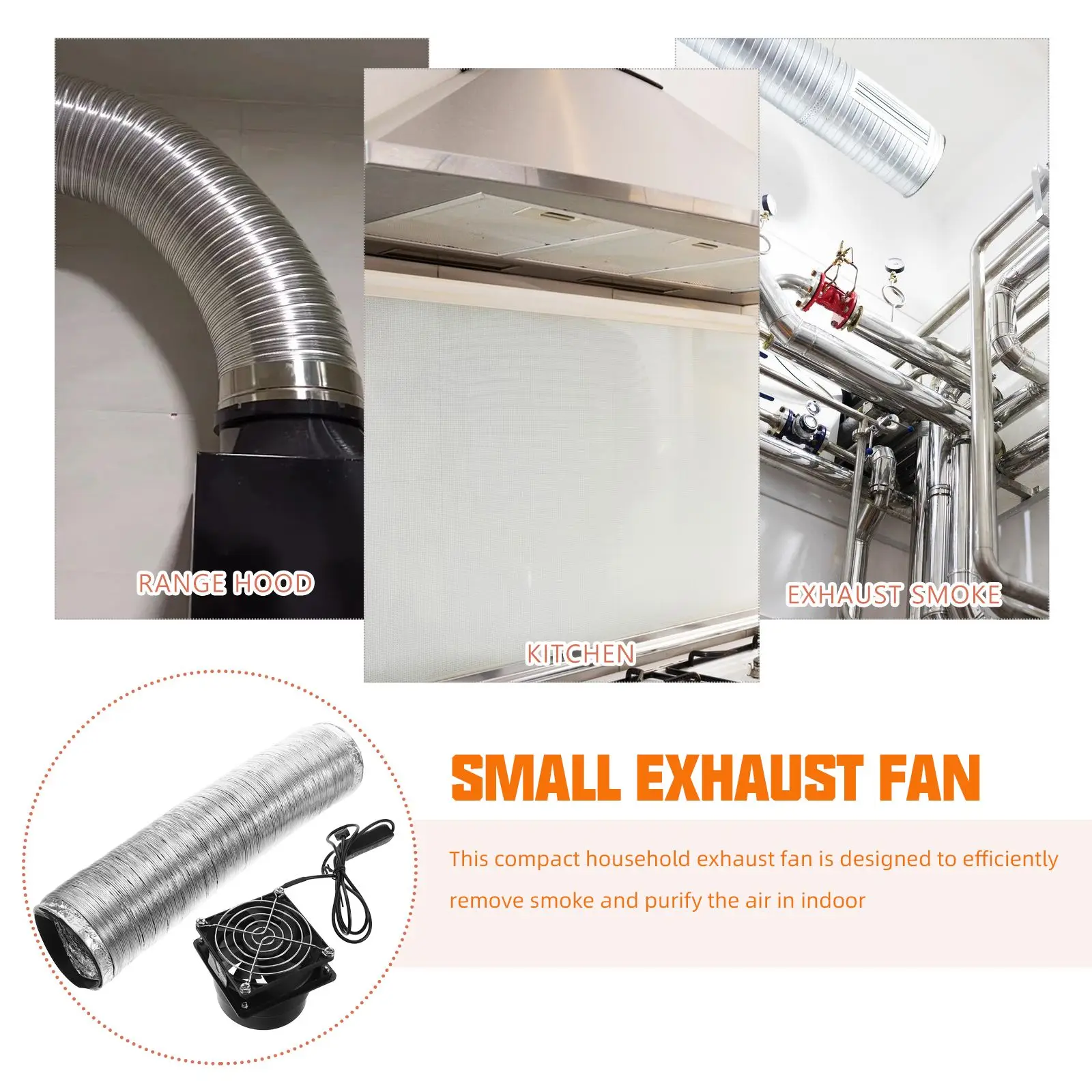 Pequeno exaustor portátil duto ventilador purificador de fumaça doméstico ventilação extrator ar remoção eficiente construção durável