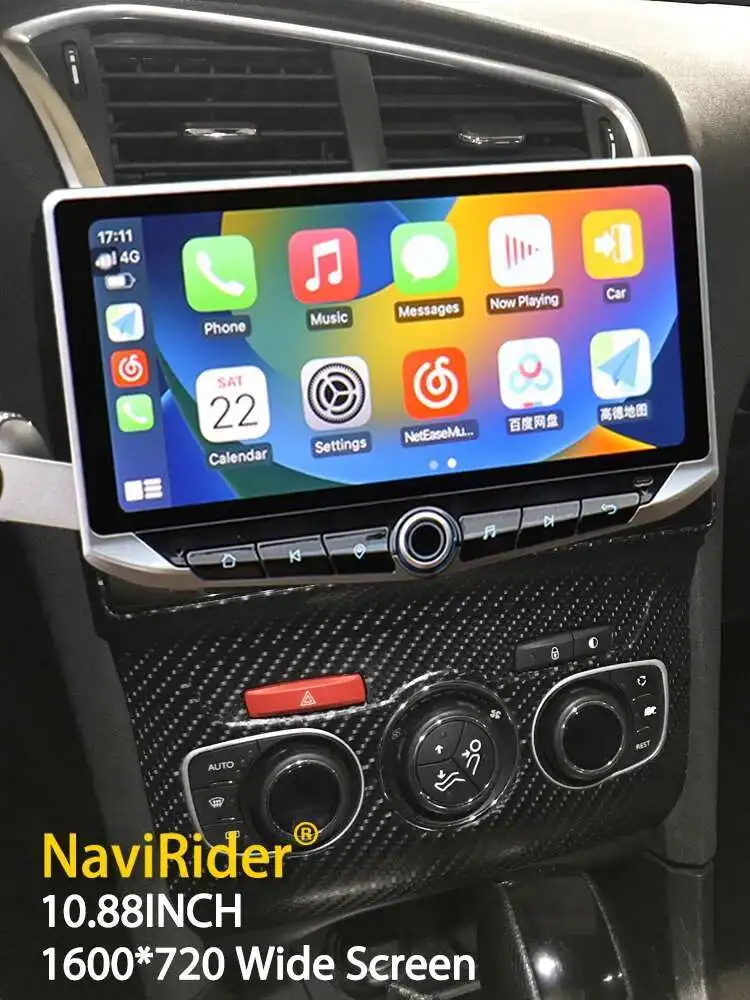 10.88 "Qled Scherm Android 15 Video Player Carplay Voor Citroen C4 C4L DS4 2013 2017 Type-C Opladen houder GPS Multimedia Stereo - afbeelding 2