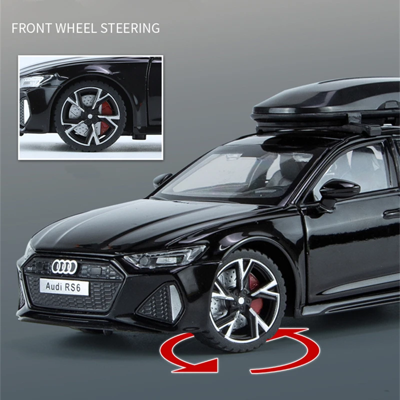 1/32 Audi RS6 Avant Alloy Station Wagon Car Model Diecast Metal Toy Vehicles Car Model Simulation Sound and Light Childrens Gift