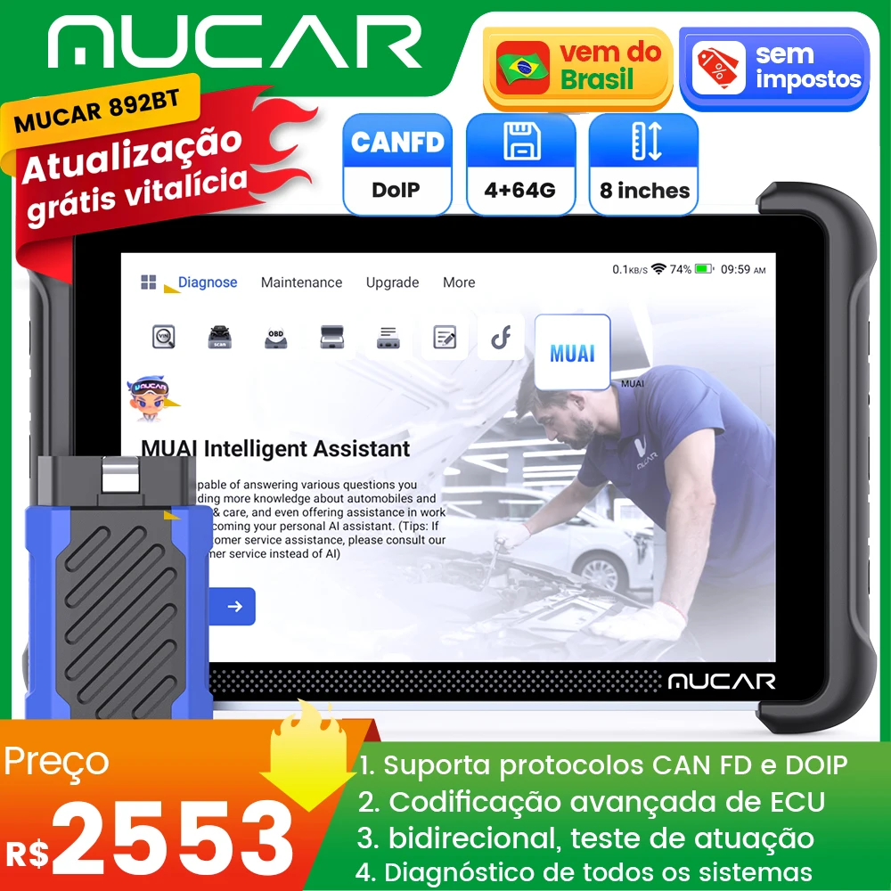 Versão global mucar 892bt obd2 ferramenta de diagnóstico obd2 scanner todos os sistemas podem fd/doip 35 redefinições ecu codificação atualização gratuita vitalícia Versão global mucar 892bt obd2 ferramenta de diagnóstico obd2 scanner todos os sistemas podem fd/doip 35 redefinições ecu codificação atualização gratuita vitalícia