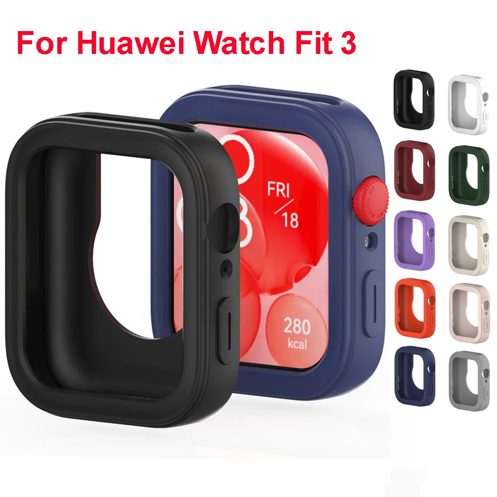 Silicone Case For Huawei Watch Fit 3 Screen Protector Full Coverage Protective Shell Cover For Huawei Watch Fit 3 Accessories