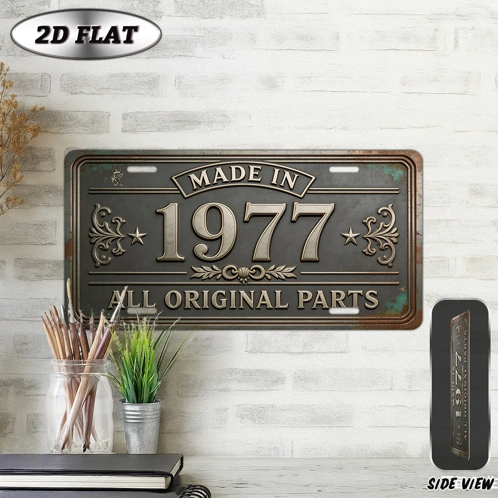 2D Flat, 1pc, Vintage Metal Sign(12* 6inch), Manufactured in 1977.Original Part, Outdoor Plaque& Wall Decoration, Vintage Home D
