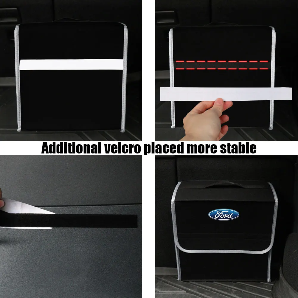 Car BadgeTrunk Storage Bag Felt Organizer Box Collapsible Auto Clutter Sorting Tools For Ford Fiesta Mondeo Explorer Escape MK2