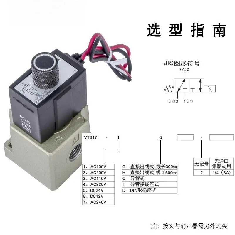 Electromagnetic valve VT317-5G-02 two position three-way vacuum negative pressure VT317V-5DZ-02