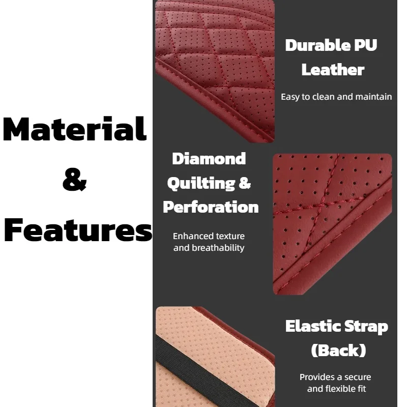 1 piece automotive elbow pad, PU leather embroidered armrest box mat, 12.4*7.48 inches, comfortable and durable for storing phon