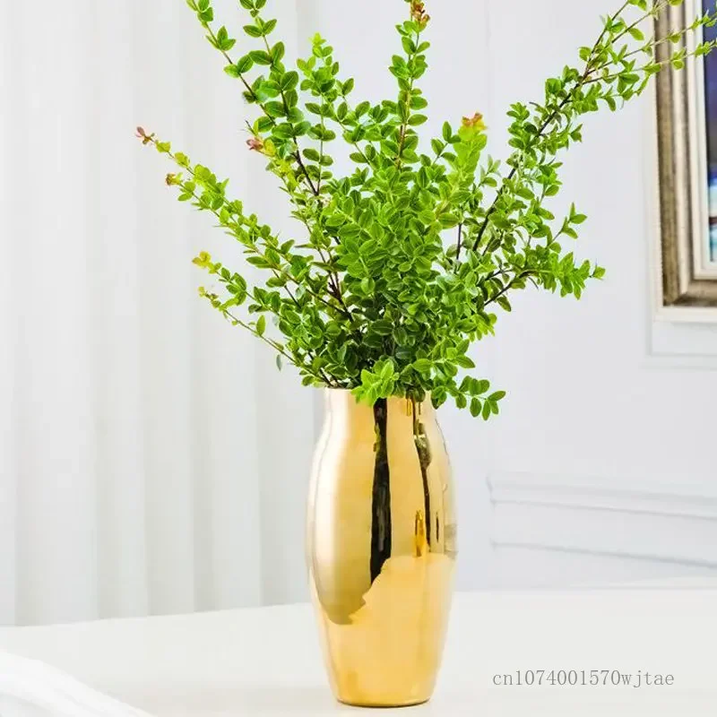 

European Style Electroplated Gold and Silver Ceramic Vases Tabletop Decor, Living Room, Bedroom, Office, Dining Room, High Grade