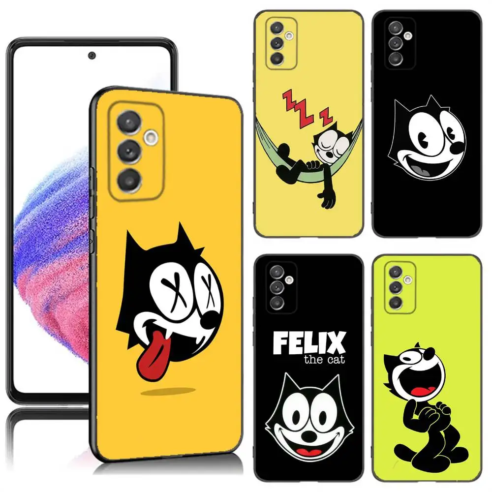 

Cartoon C-Cats the F-Felixs Phone Case For Samsung S24,23,22,30,21,10,9,Ultra,Plus,Lite,FE,5G Black Soft Case