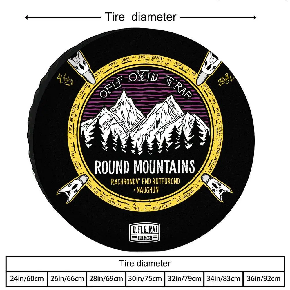 Wild Mountain Forest Round Totem Car Tire Cover, High-Quality Polyester Fiber Material, Universal Fit For Off-Road Vehicles, Spa