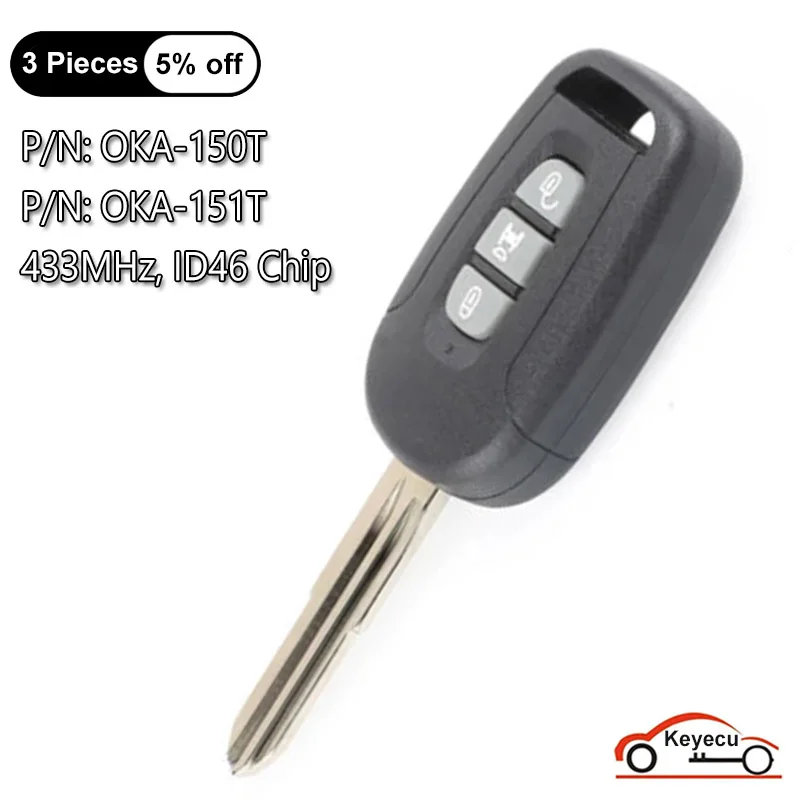 

KEYECU Remote Car Key Fob 3 Button 433MHz ID46 Chip for Chevrolet Captiva 2008-2013 Antara 2006-2009 P/N: OKA-150T OKA-151T