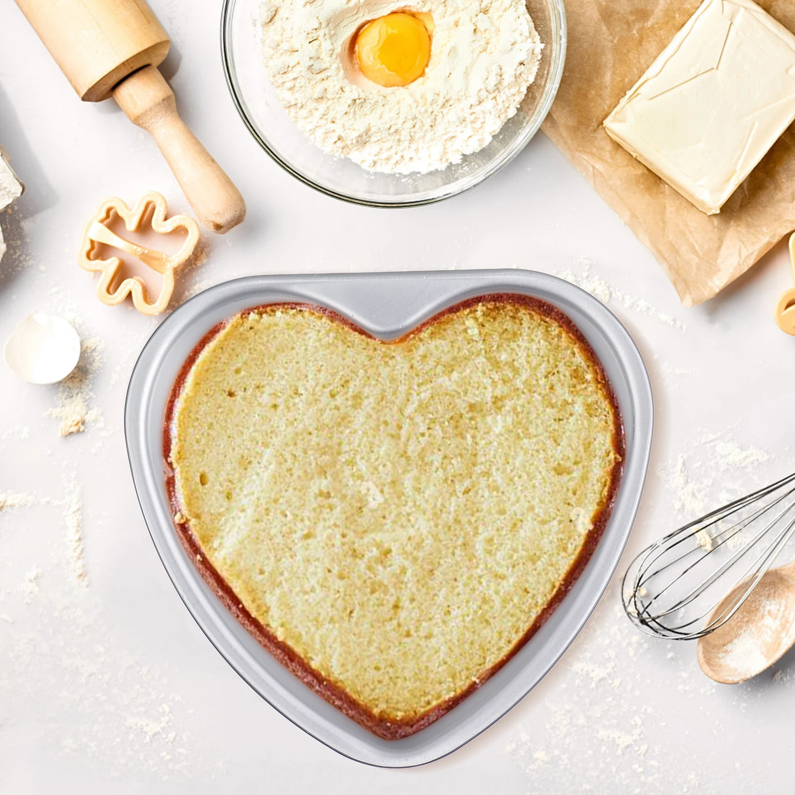 

Heart Shaped Cake Mold Mini Baking Pan Chocolate Silver Non Stick Food Grade Aluminum Alloy Removable Bottom