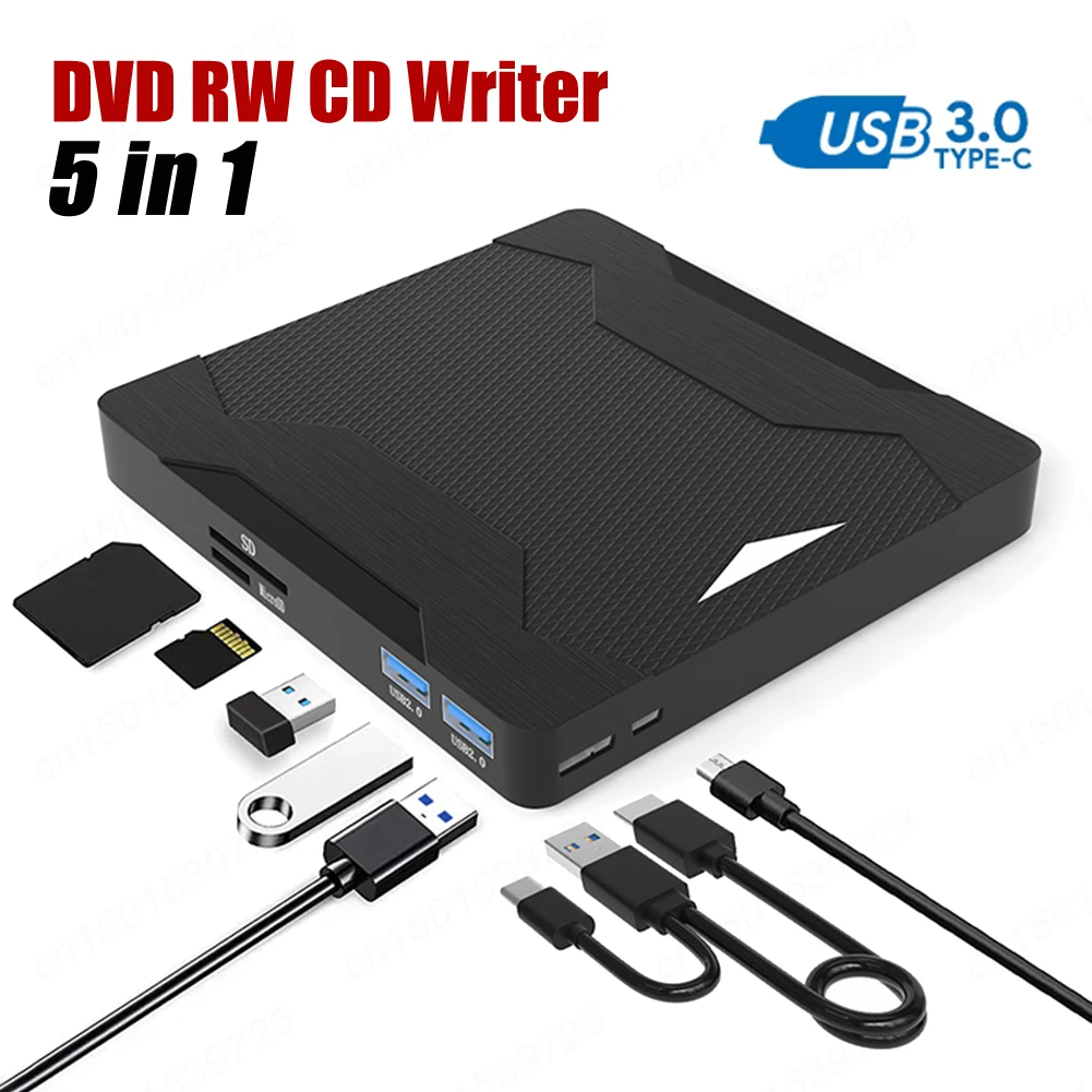 

Usb внешний Dvd-ридер, USB 3.0 Тип C, стандартное устройство записи, TF, SD, оптический привод, CD, DVD, ROM, записывающее устройство для ПК, ноутбука