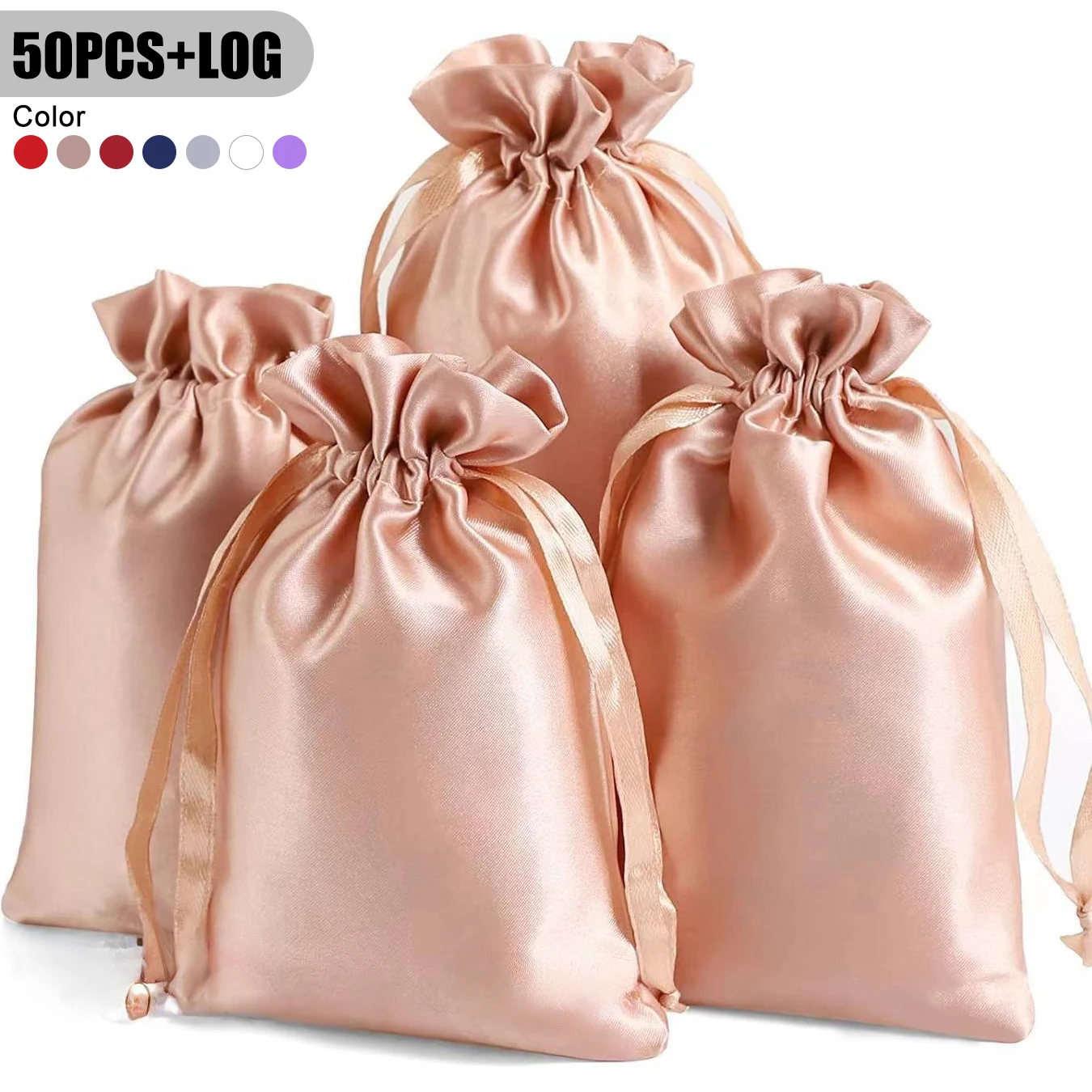 10/50Pcs Personalized Silk Gift Bags Jewelry Packaging Satin Drawstring Pouch Bags Bridal Shower Wedding Party Supplies