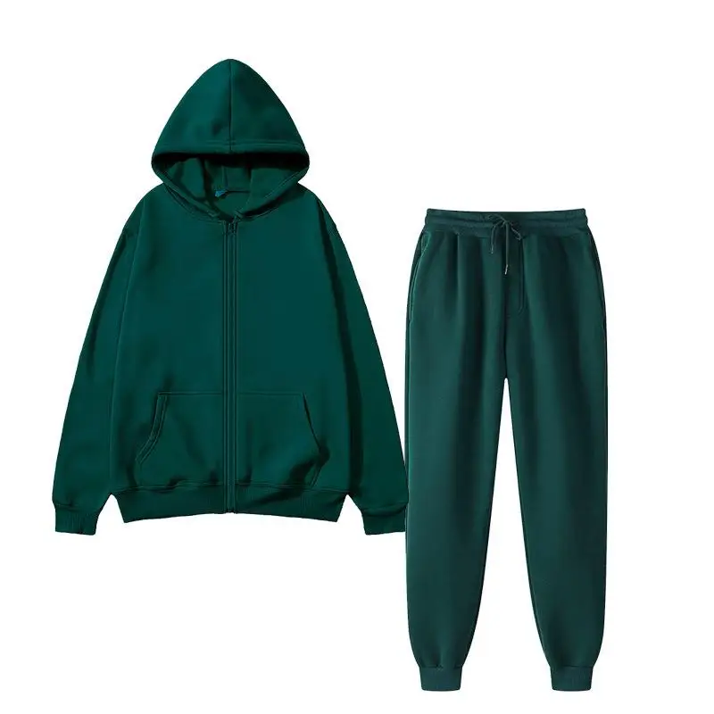 

Faionable Casual Color Sportswear Set Warmth for Autumn Winter Long Sve Jaet And Pants Leisure Suit for Men