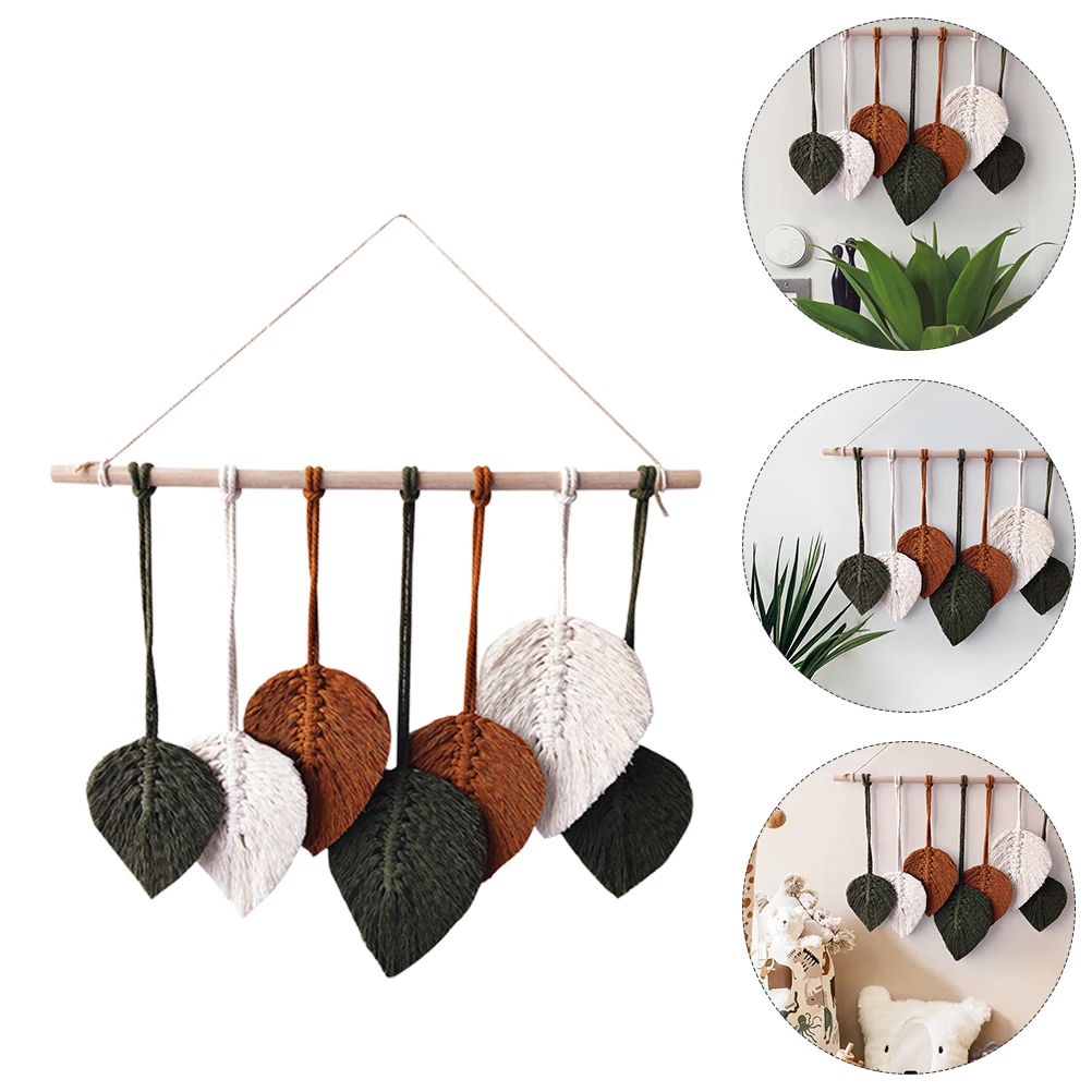 

Leaves Tapestry Hanging Woven Woven Tapestry nament nament Vintage Bohemian Decorative Prints Tassel Macrame Art Home Bedroom
