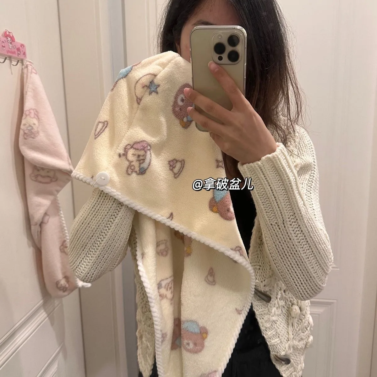 

Kawaii Rilakkuma Bear Sister Hair Drying Cap Printing Cartoon Cute Coral Fleece Super Absorbent Quick Dry Bath Towel For Women