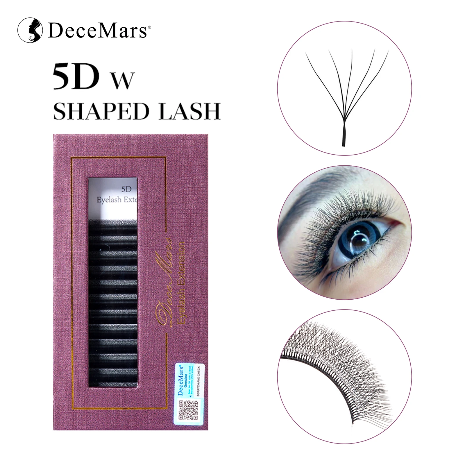DeceMars 5D-W Geformte Wimpernverlängerung (12 Linien/Tray) D Curl