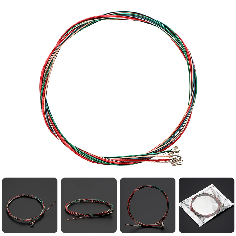 

6Pcs Guitar Strings Acoustic Metal Strings Rich Resonance Comfortable Sound DIY Guitar Accessory Kit for Folk Guitars