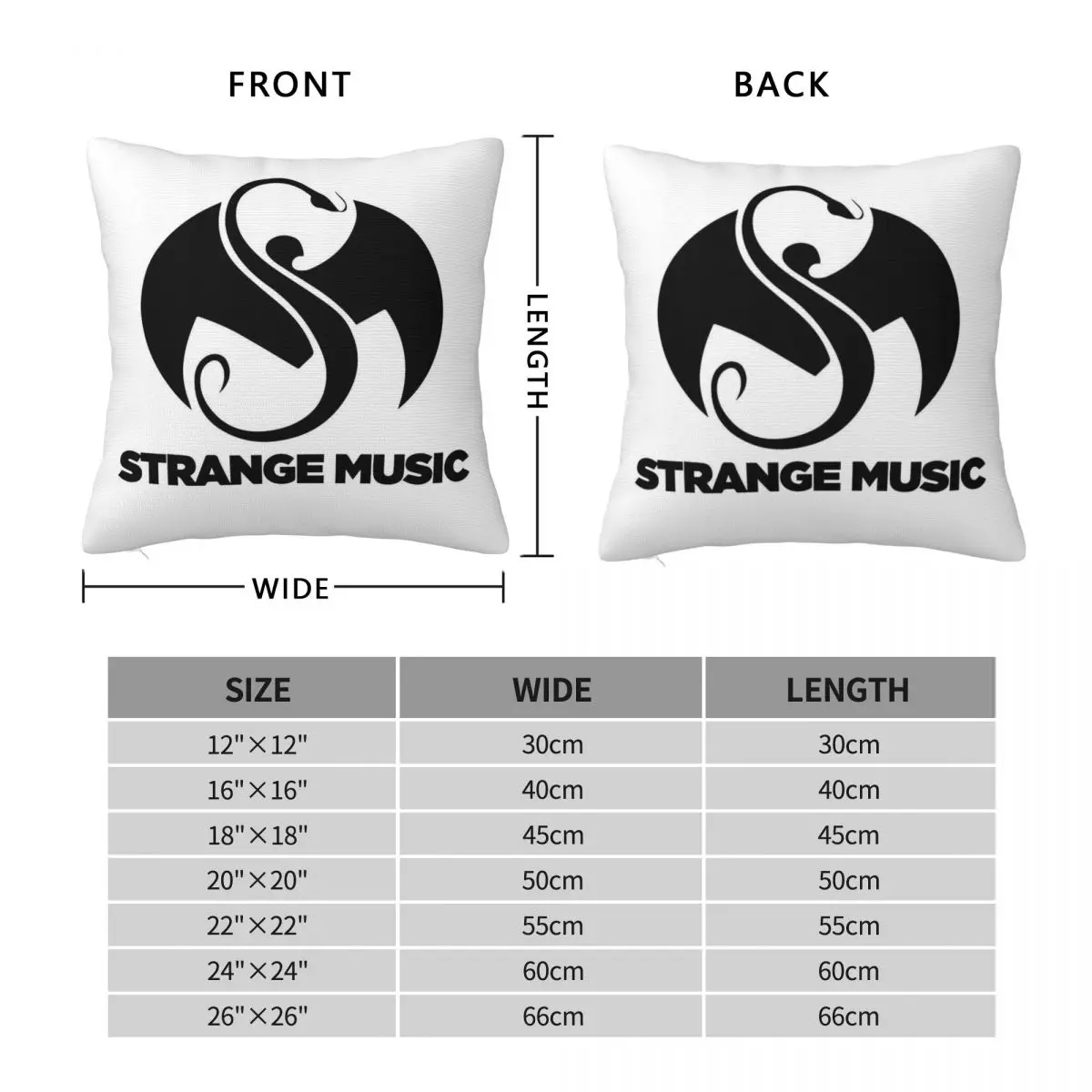 Strange Music Logo Square Pillowcase Polyester Linen Velvet Printed Zip Decorative Room Cushion Cover