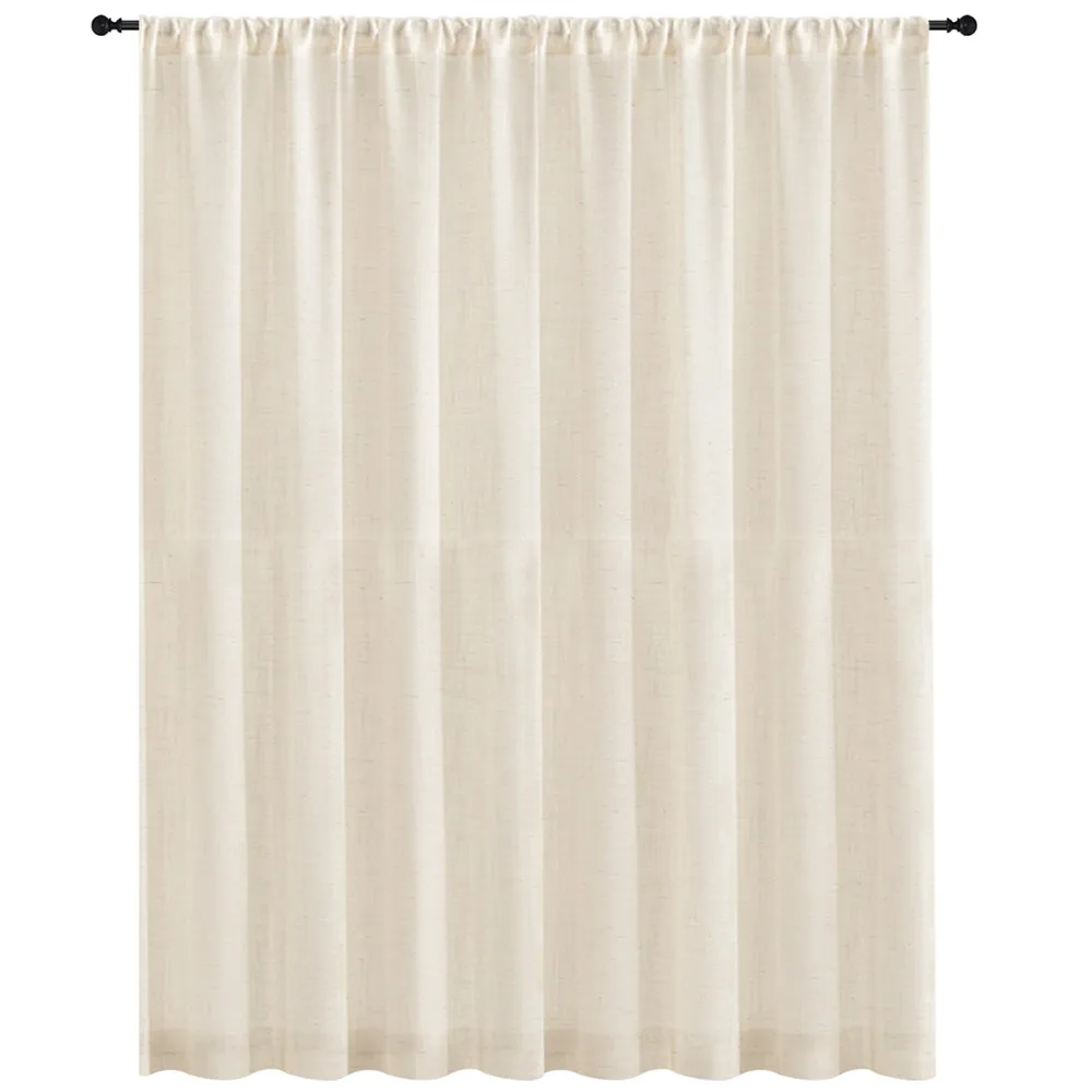 Natural Linen Curtains Bedroom Rod Pocket Semi Sheer Curtain Burlap Light Filtering Drapes Linen for Living Room Privacy