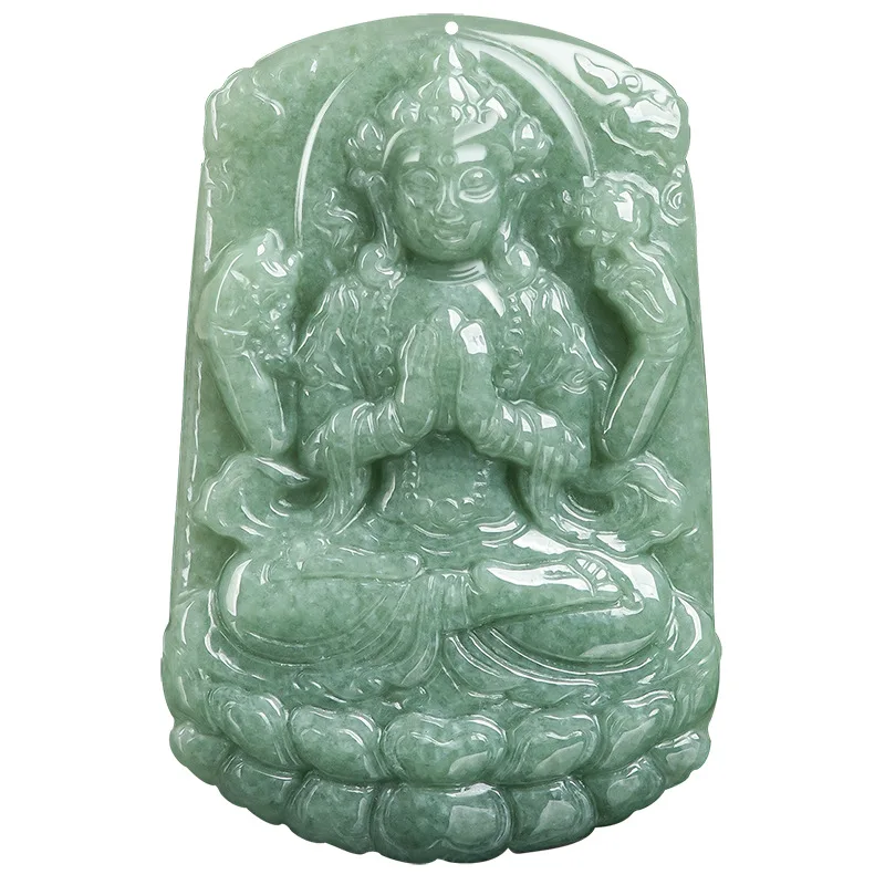 Natuurlijke A-klasse Jadeïet Bean Zaad Duizend Hand Guanyin Jade Hanger mannen Ketting vrouwen Charms Sieraden Drop Shipping